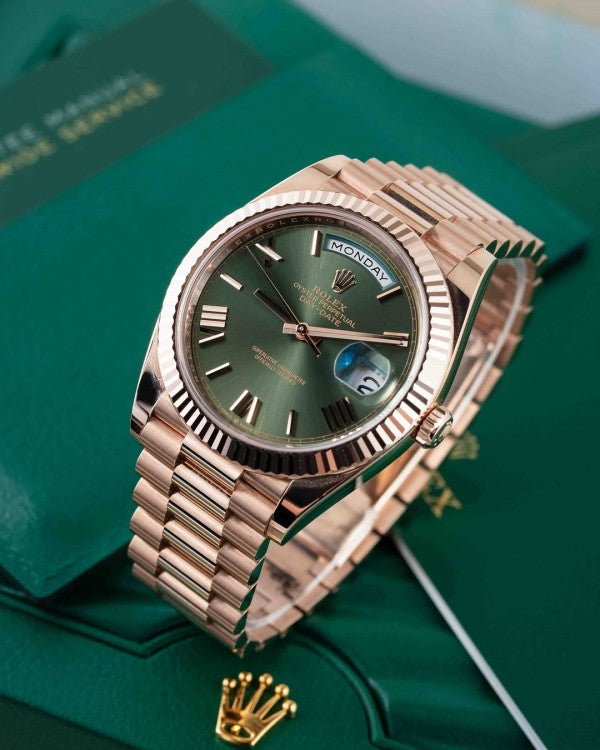 ROLE X DAY AND DATE AUTO MOVEMENT ROSE GREEN watchlady