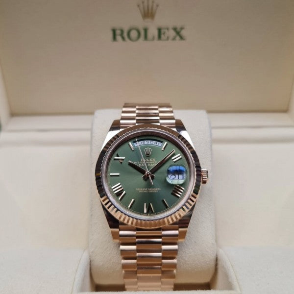 ROLE X DAY AND DATE AUTO MOVEMENT ROSE GREEN watchlady