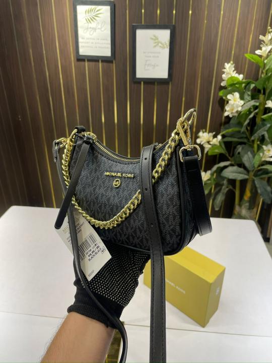 MICHAEL KO R S MK JET SET CHARM SLING BLACK WITH BOX watchlady