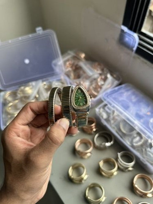 BVLGAR I TWO TONE GOLD GREEN FULL DIAMOND XoticCollection