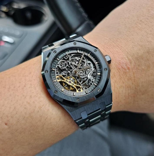 AP SKELETON BLACK AUTO MOVEMENT watchlady