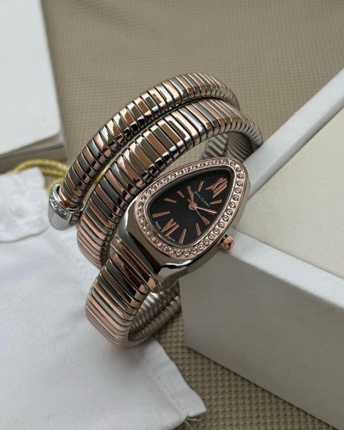 BVLGAR I TWO TONE ROSE BLACK FULL DIAMOND XoticCollection
