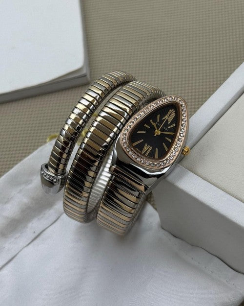 BVLGAR I TWO TONE GOLD BLACK FULL DIAMOND XoticCollection