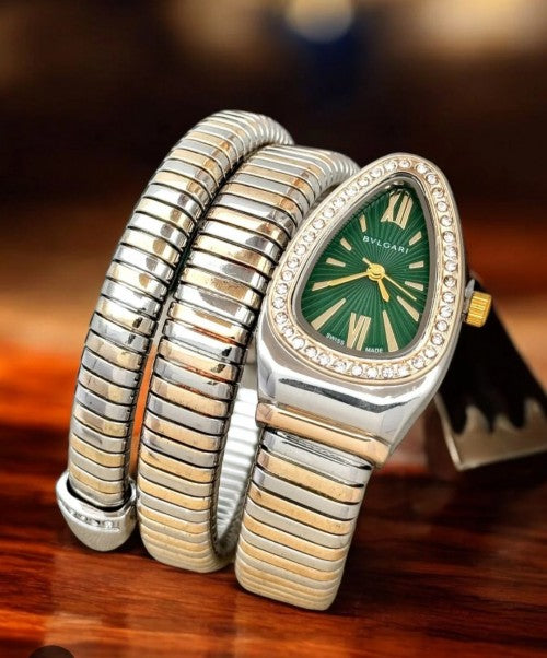 BVLGAR I TWO TONE GOLD GREEN FULL DIAMOND XoticCollection