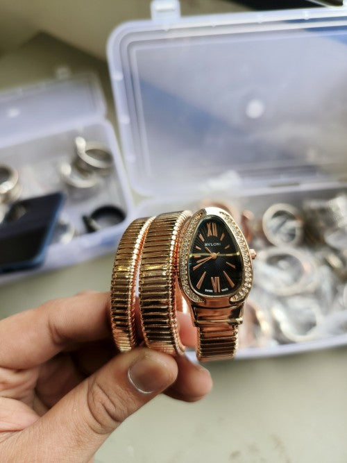 BVLGAR I SERPENTI SNAKE WATCH HALF DIAMOND XoticCollection