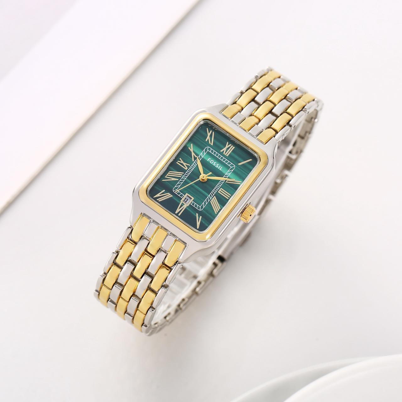 FOSSI L RAQUEL TWO TONE GOLD GREEN XoticCollection