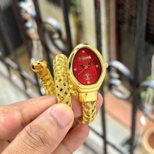 JUST CAVALL I SNAKE WATCH GOLD RED DIAL XoticCollection