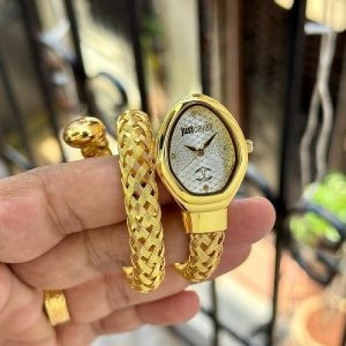 JUST CAVALL I SNAKE WATCH GOLD WHITE XoticCollection