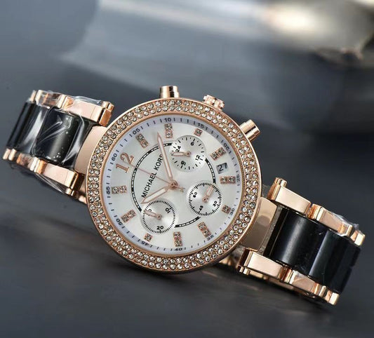 MICHAE L KORS PARKER BLACK WHITE DIAL XoticCollection