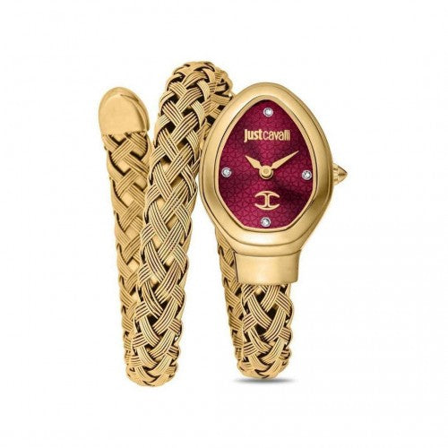 JUST CAVALL I SNAKE WATCH GOLD RED DIAL XoticCollection