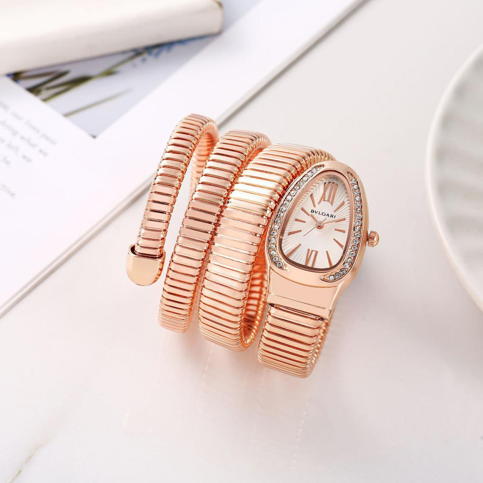 BVLGAR I SERPENTI SNAKE WATCH HALF DIAMOND XoticCollection